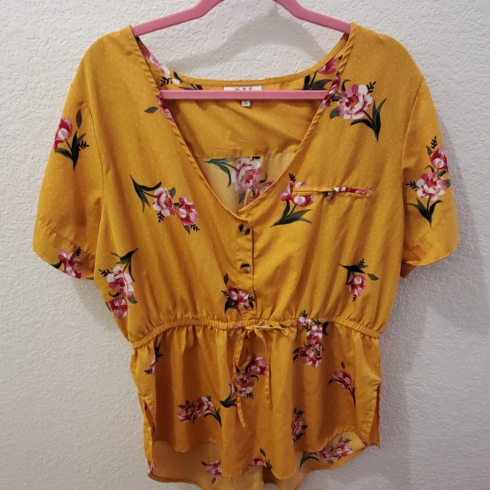 Floral blouse with tie front